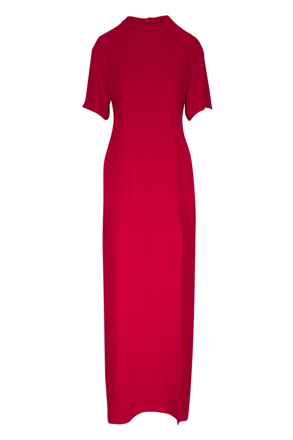 Valentino - Red Silk High Slit Gown 