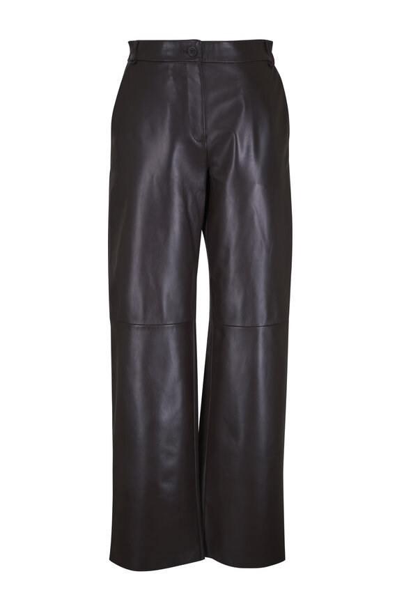 Antonelli Perlage Chocolate Wide-Leg Leather Pant