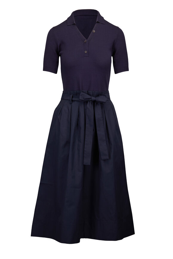 Brochu Walker Isola Navy Blue Tie Midi Dress - view 1