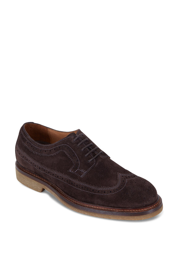 Trask - Corbin Gray Water Resistant Suede Wingtip Oxford 