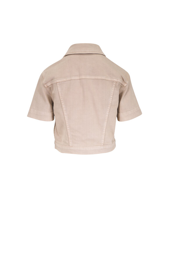 L'Agence Kristie Biscuit Denim Cropped Shirt Jacket - view 2