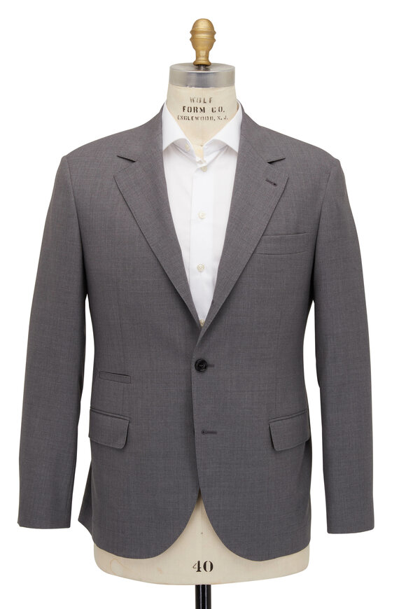 Brunello Cucinelli - Solid Gray Wool Suit