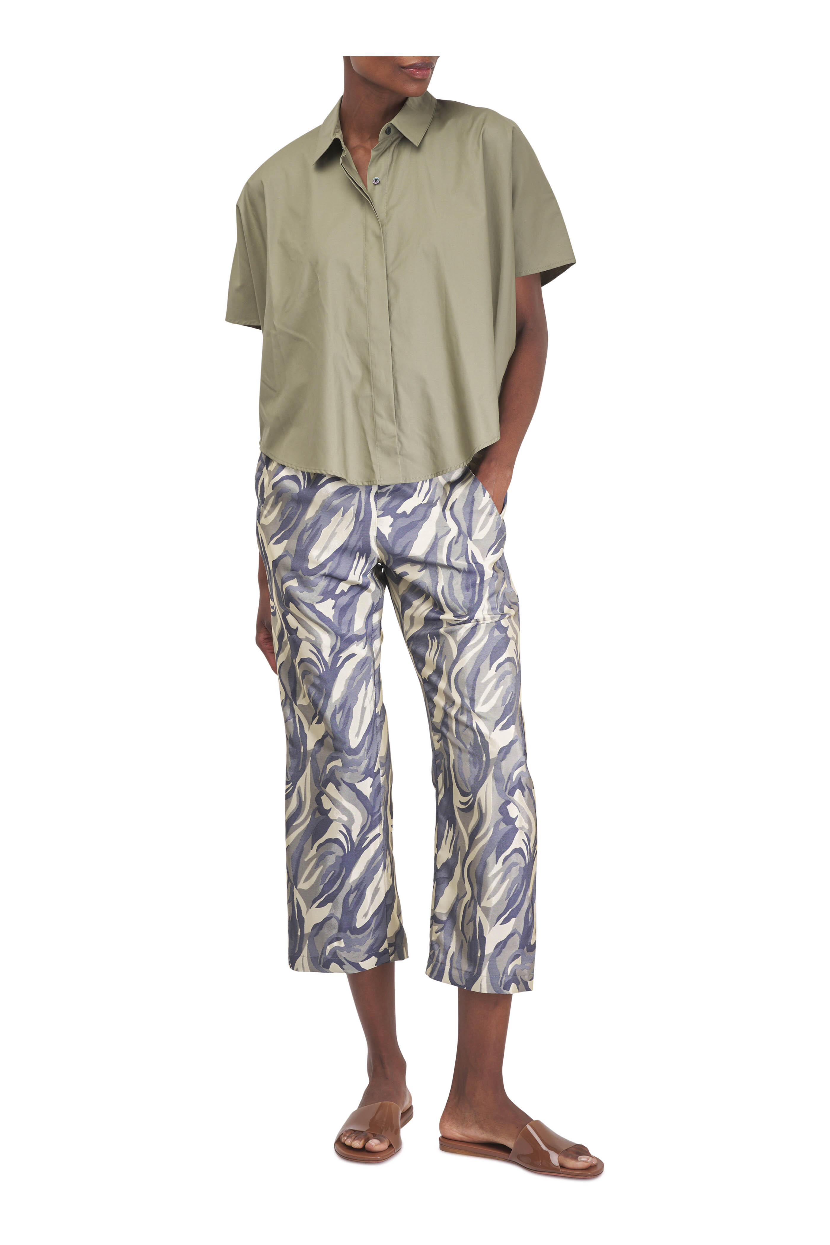 Zero + Maria Cornejo - EKO Navy & Yellow Floral Jacquard Pant