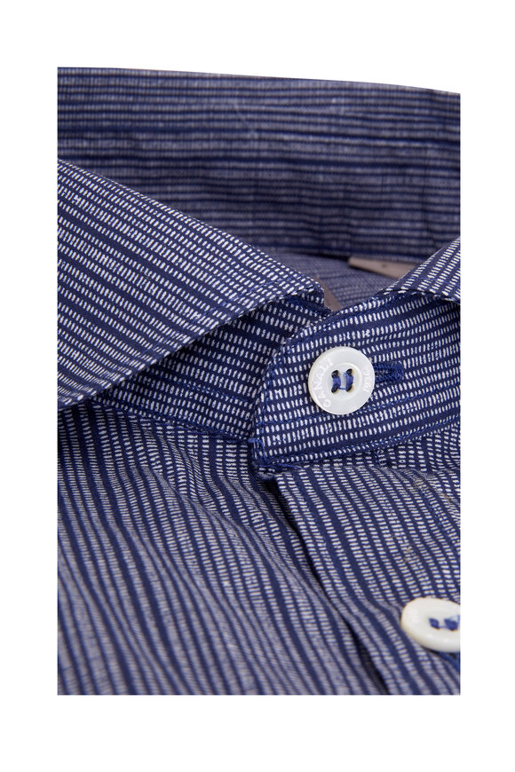 Canali - Blue & White Stripe Sport Shirt