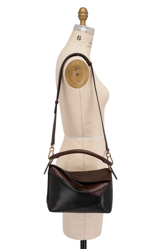 Loewe - Small Puzzle Edge Chocolate & Black Shoulder Bag