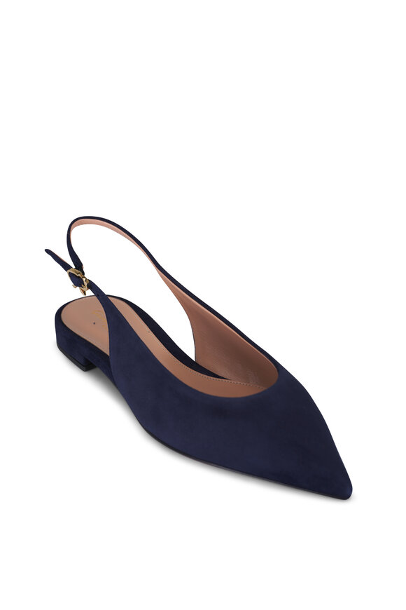 Gianvito Rossi Robbie Navy Suede Slingback