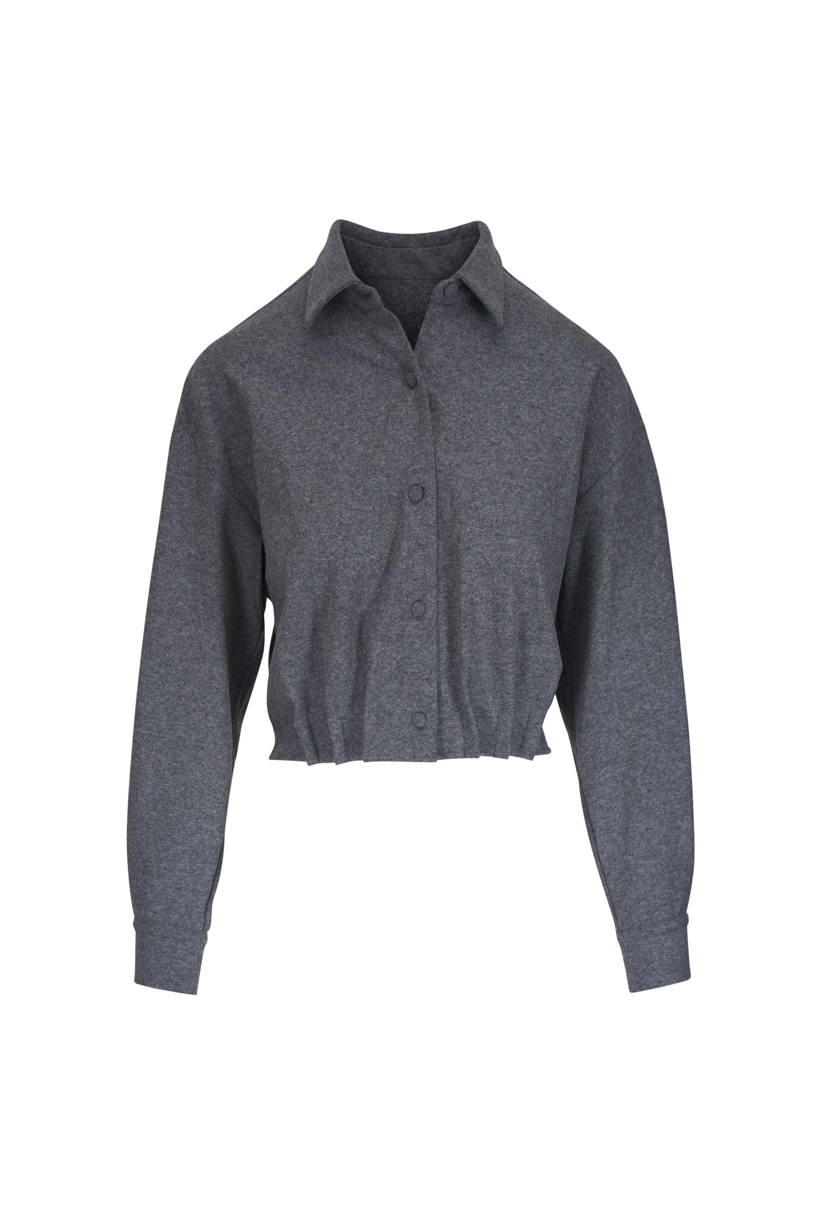 Odeeh - Light Gray Flannel Cropped Button Down Shirt