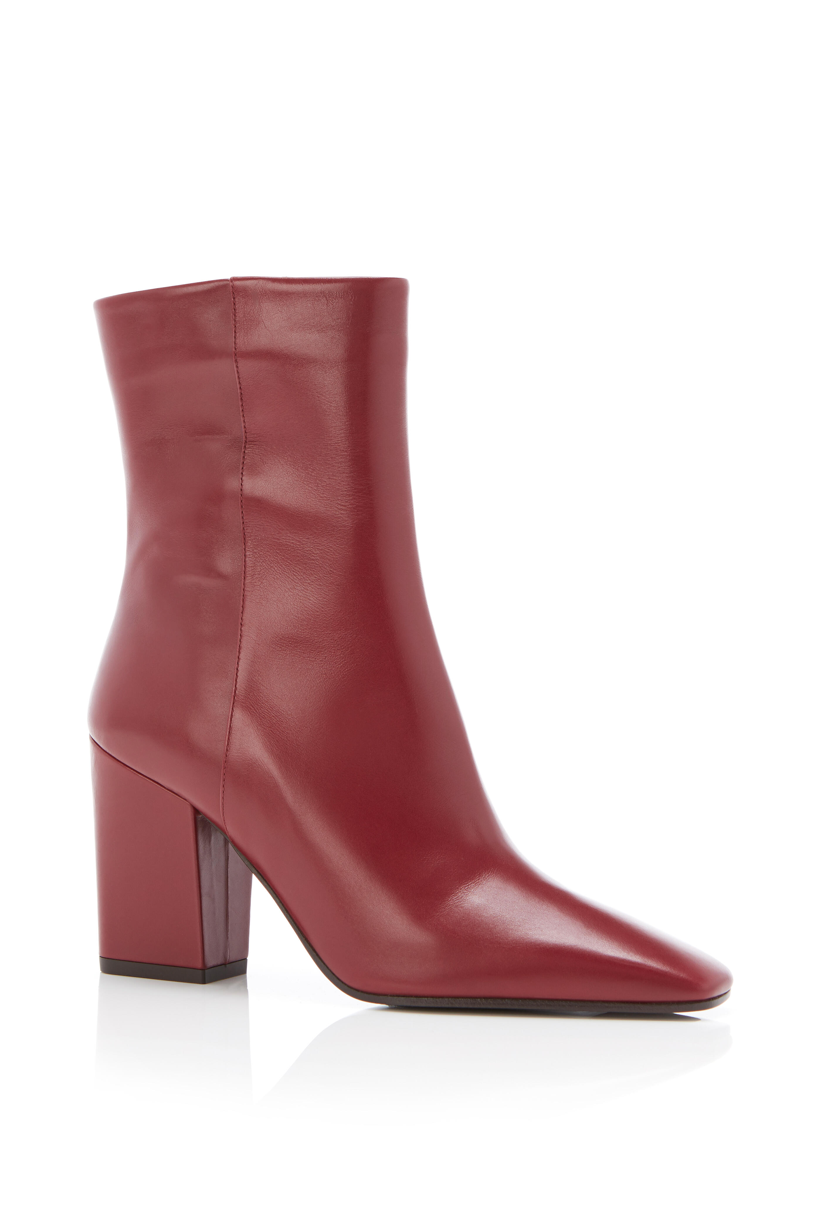 Marion Parke - Winnie Cabernet Leather Block Heel Bootie, 85mm