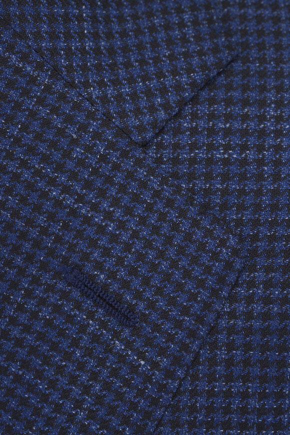 Atelier Munro - Navy Houndstooth Wool, Silk & Linen Sportcoat 