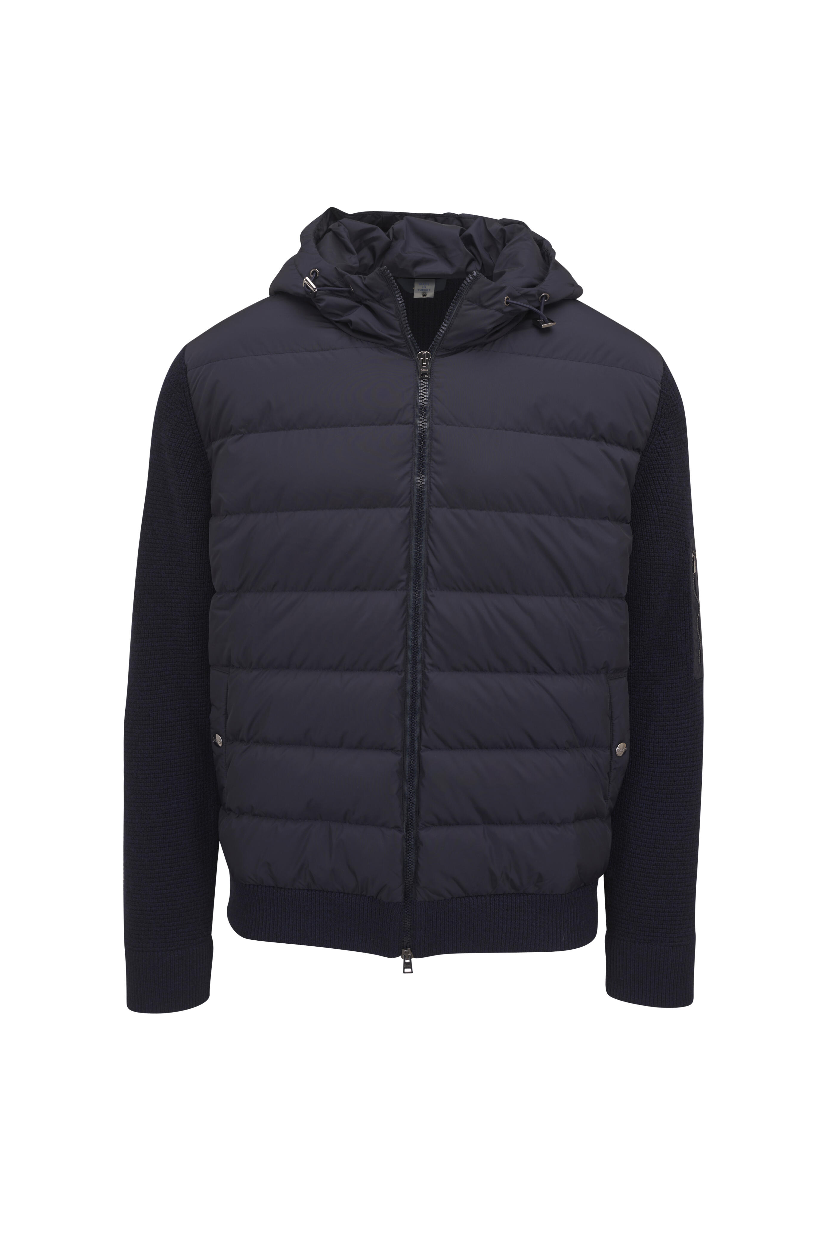 Herno - Navy Wool Hooded Down Jacket
