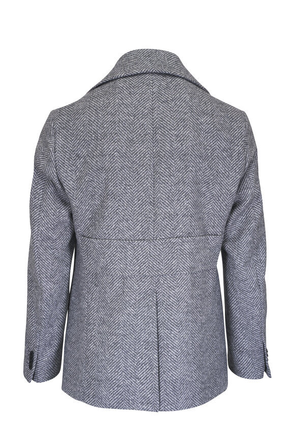 Atelier Munro - Light Gray Herringbone Double-Breasted Peacoat