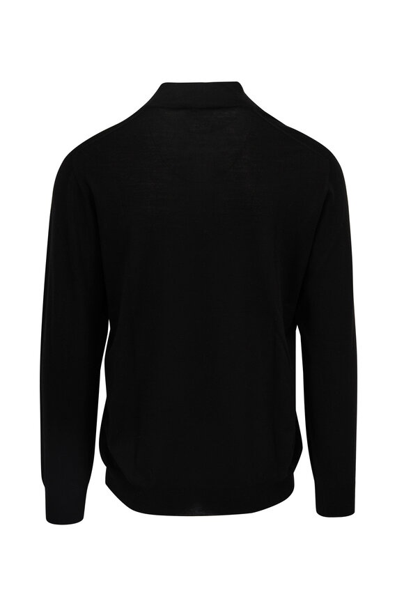 Fedeli - Black 140's Wool Quarter Zip Pullover