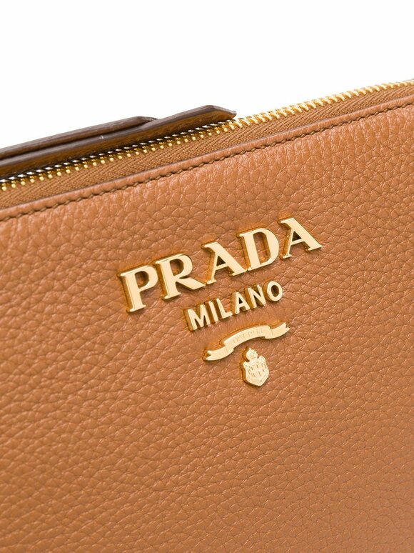Prada - Cognac Grained Leather Crossbody Bag