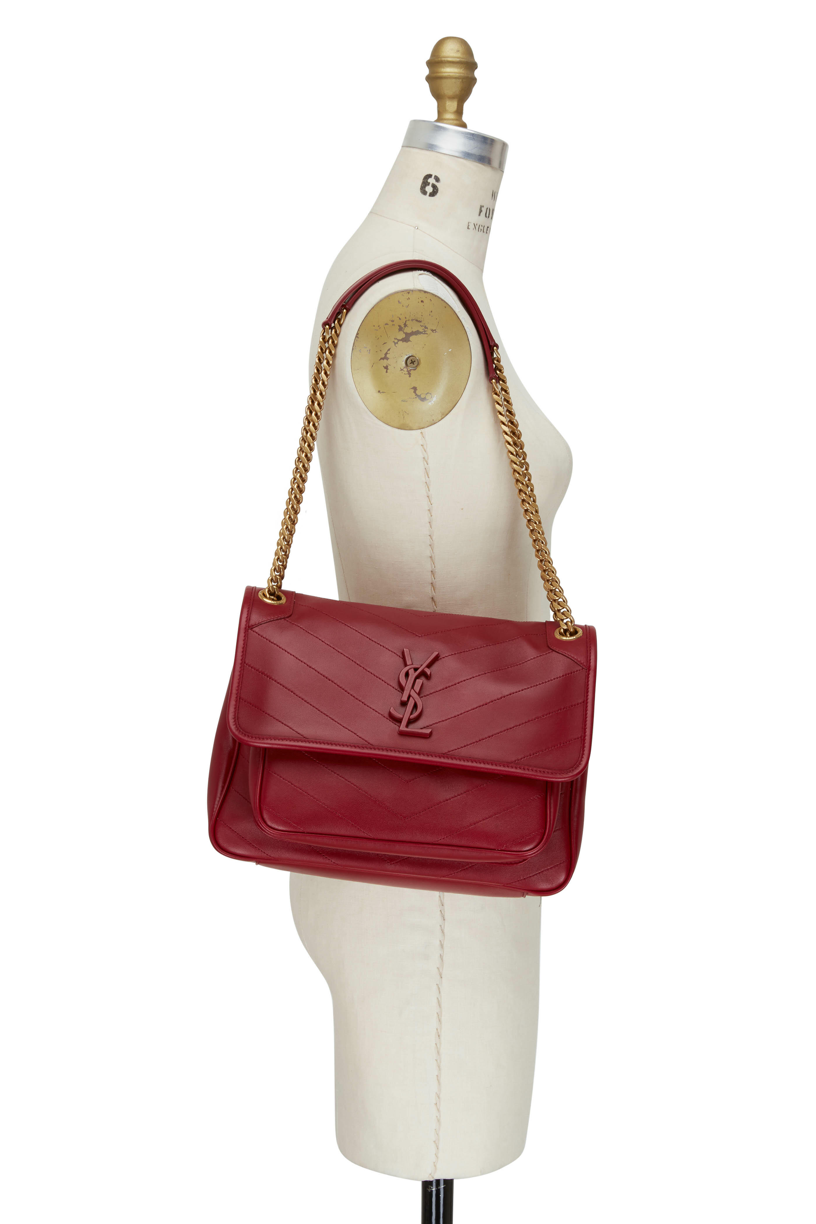 Saint Laurent Monogram Hearts Leather Crossbody Phone Bag In Red