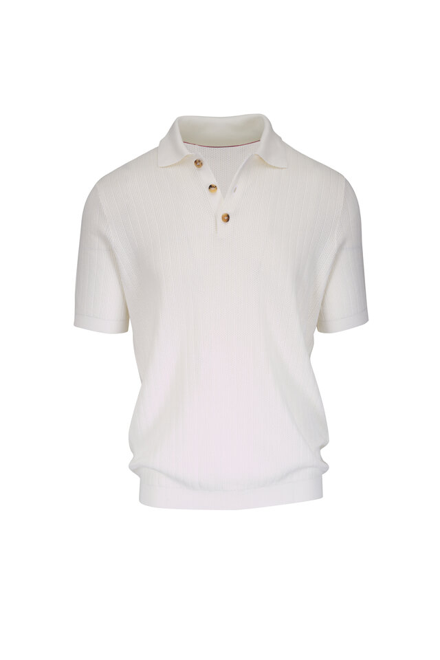 Moncler - White Cotton & Cashmere Quarter Zip Sweater