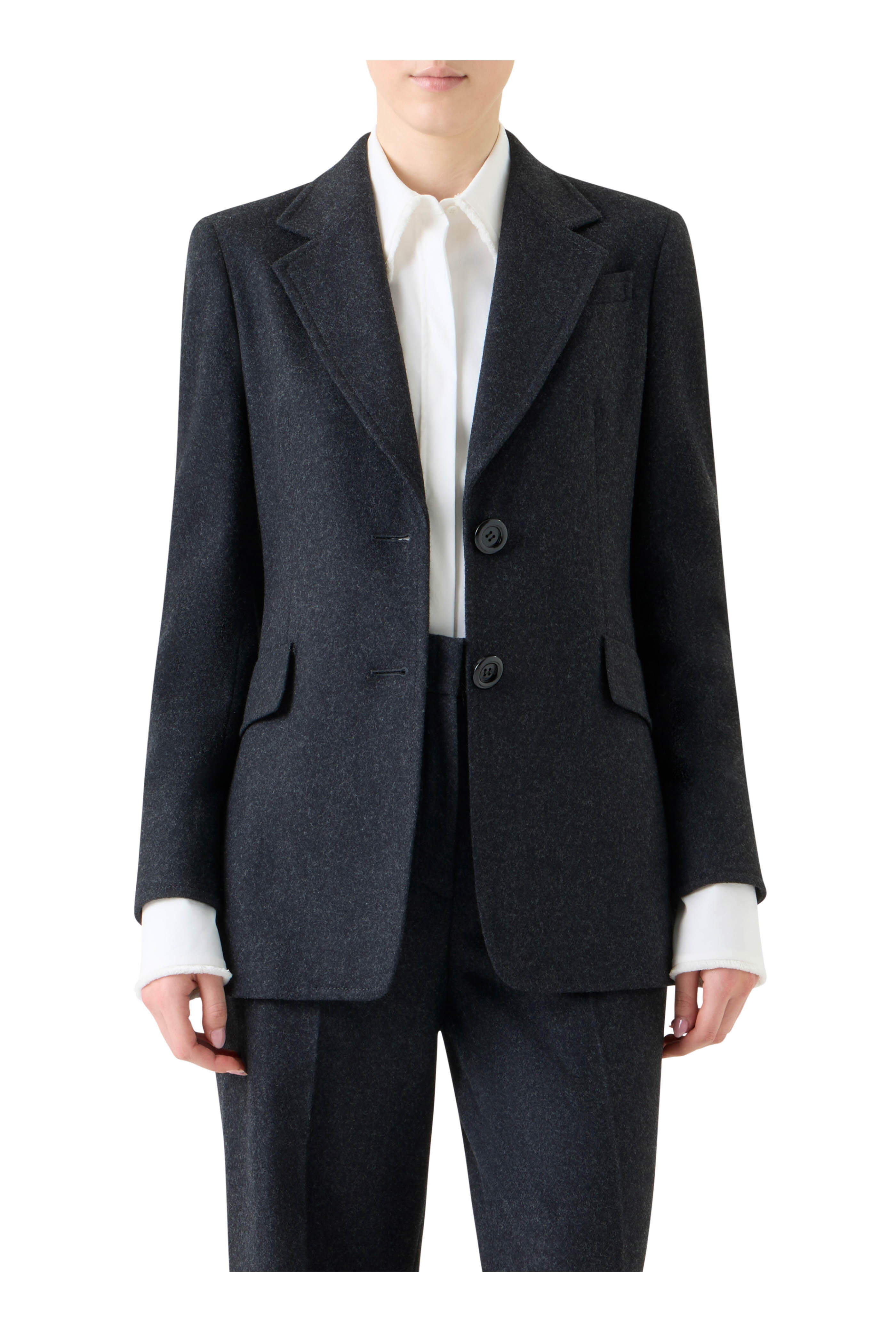 Akris Punto - Boyfriend Charcoal Gray Heavy Wool Flannel Blazer