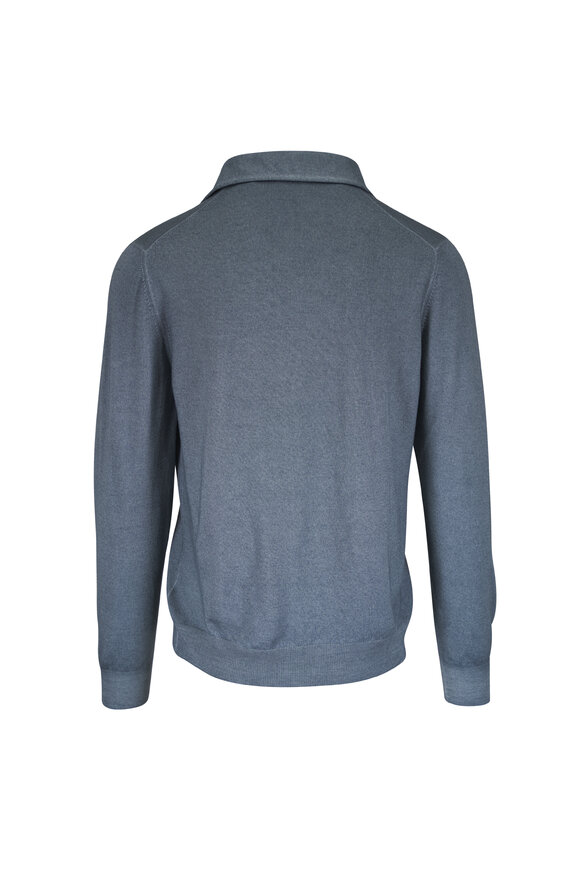 Gran Sasso Vintage Silver Wool Long Sleeve Polo - view 2