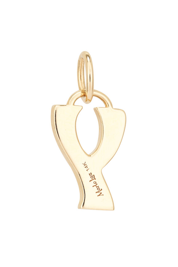Marlo Laz 14k Yellow Gold Pave Initial "Y" Charm - view 2