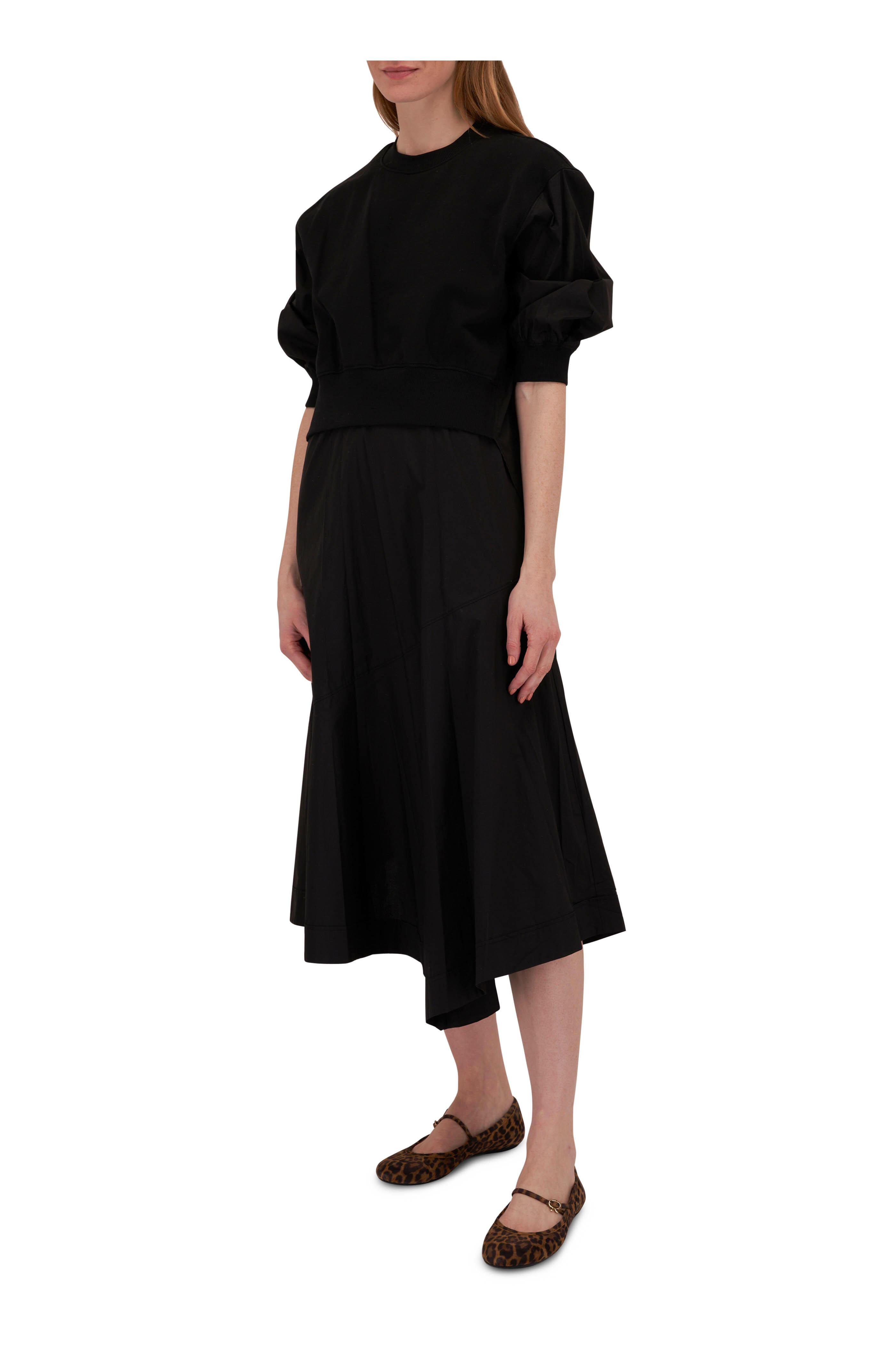 3.1 Phillip Lim stripe-print draped T-shirt dress - Black