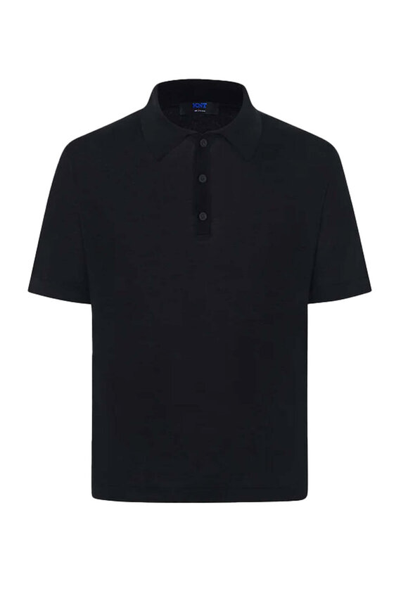 KNT - Black Johnny Collar Short Sleeve Polo | Mitchell Stores