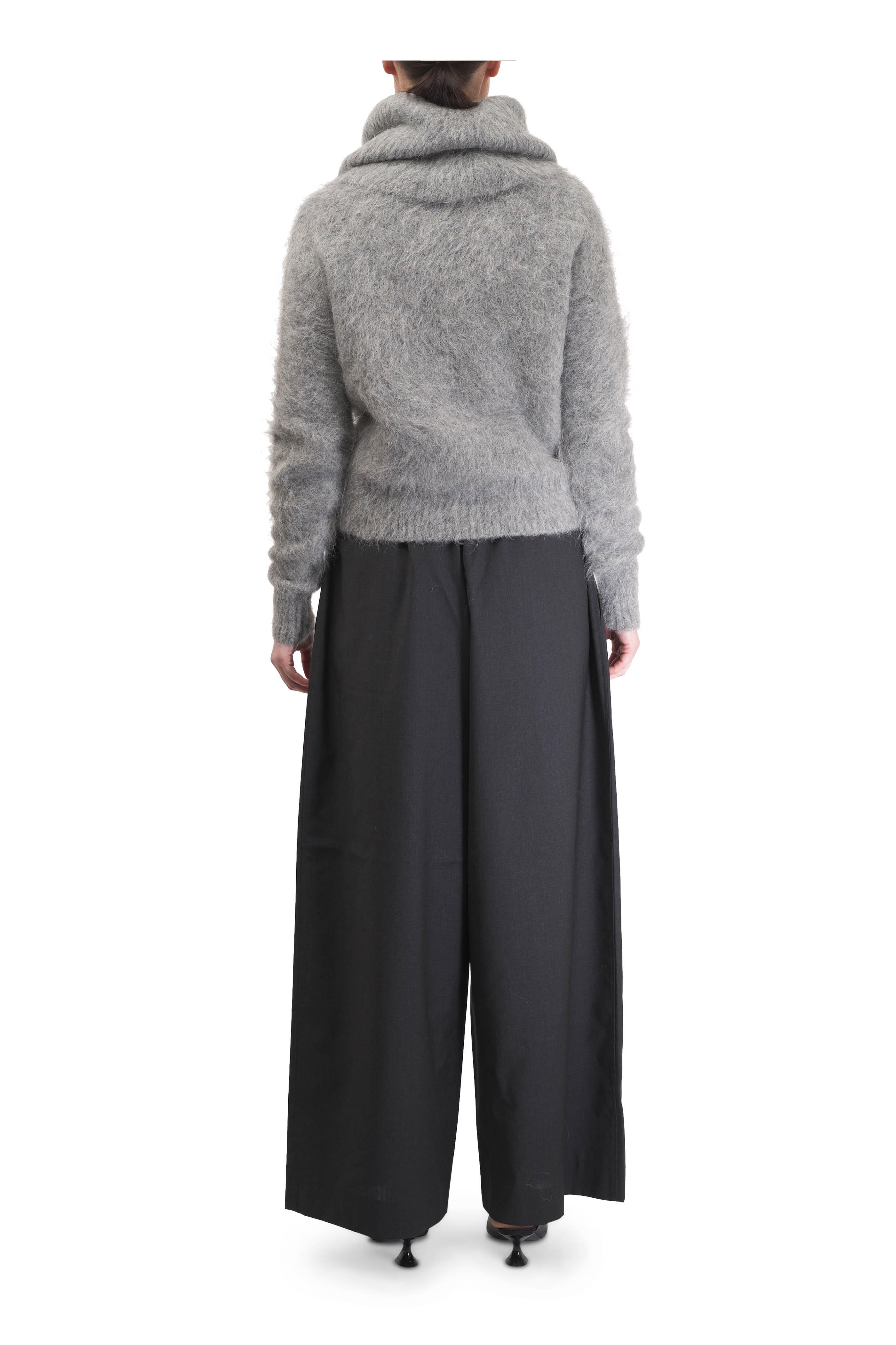 Totême - Gray Mélange Funnel Neck Sweater