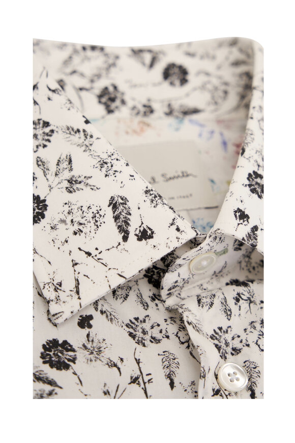 Paul Smith - Black & White Floral Print Dress Shirt 