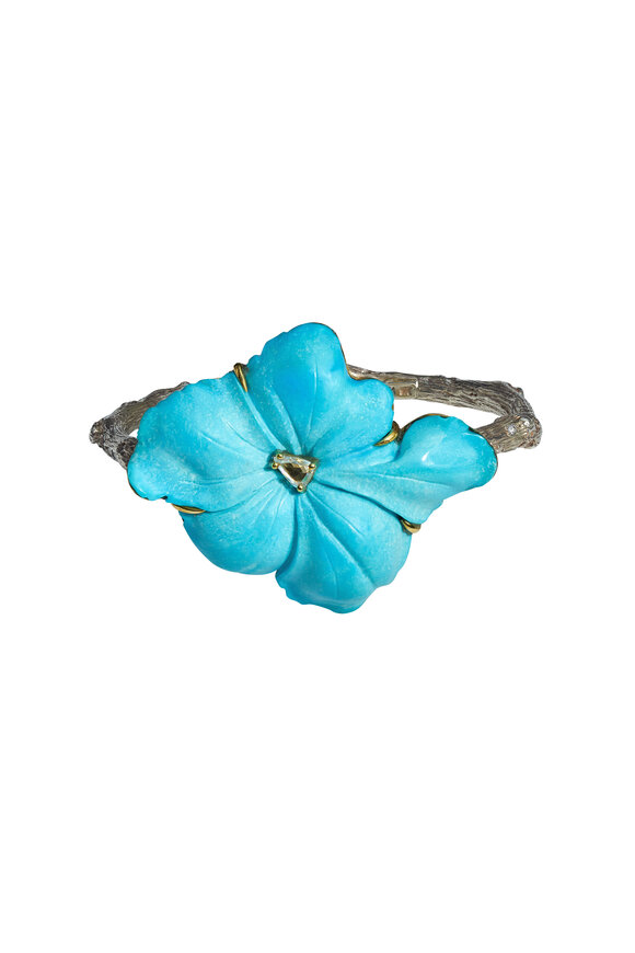 K. Brunini Jewels Turquoise Flower Twig Bangle Bracelet - view 1