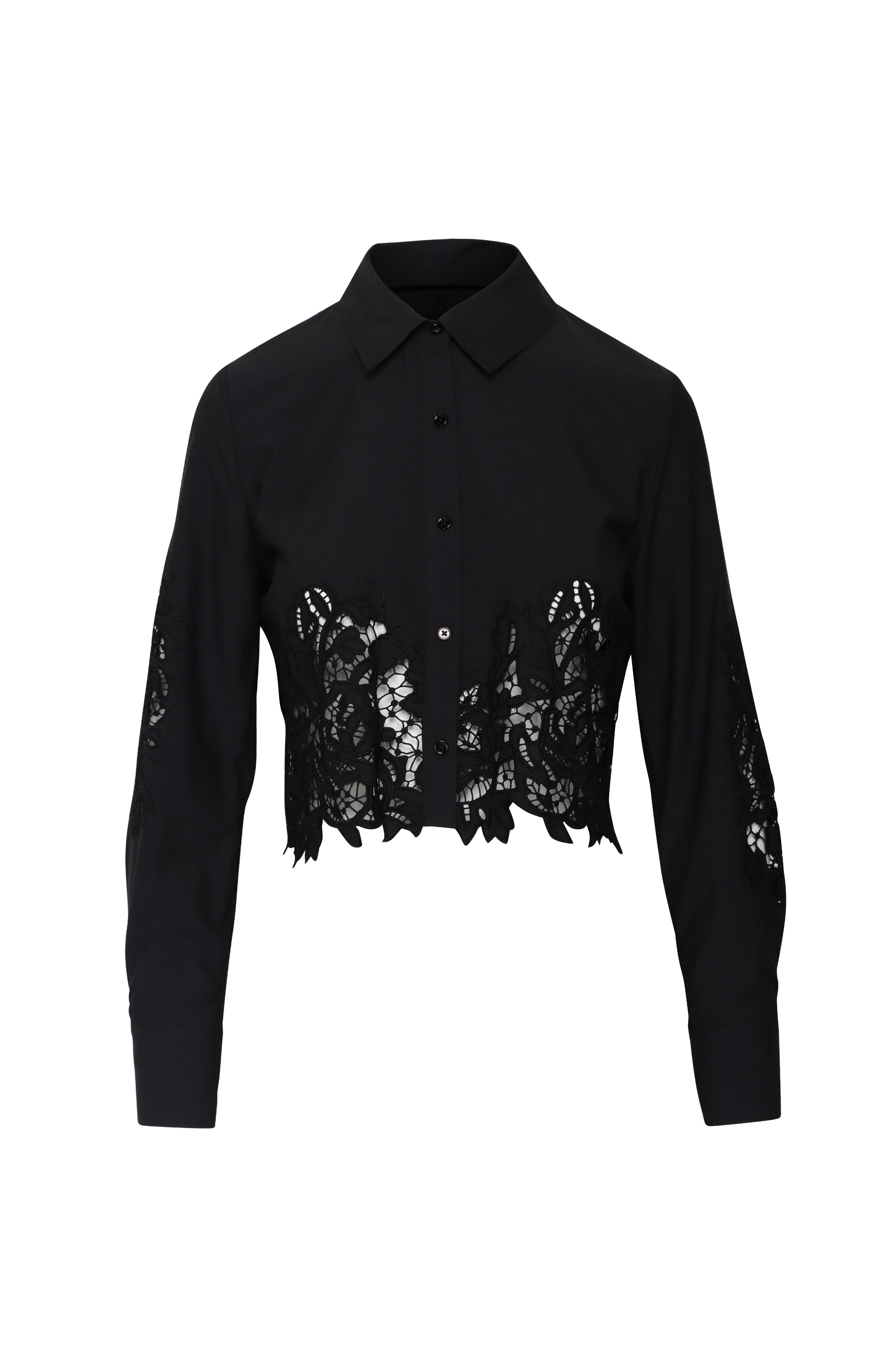 L'Agence - Seychelle Black Eyelet Crop Blouse