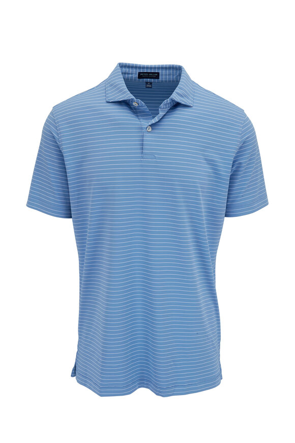 Peter Millar - Duet Channel Blue Stripe Performance Jersey Polo