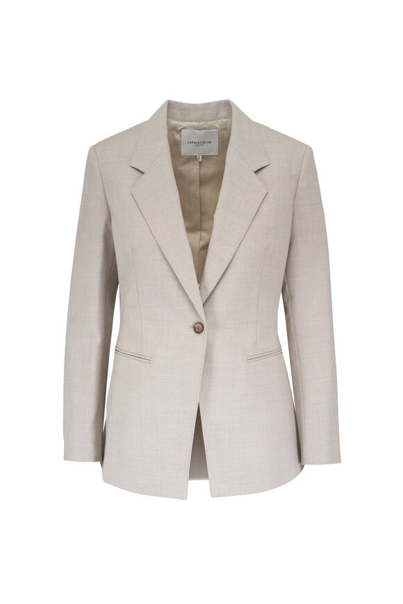 Lafayette 148 New York Sandstone Single Button Fitted Blazer - view 1