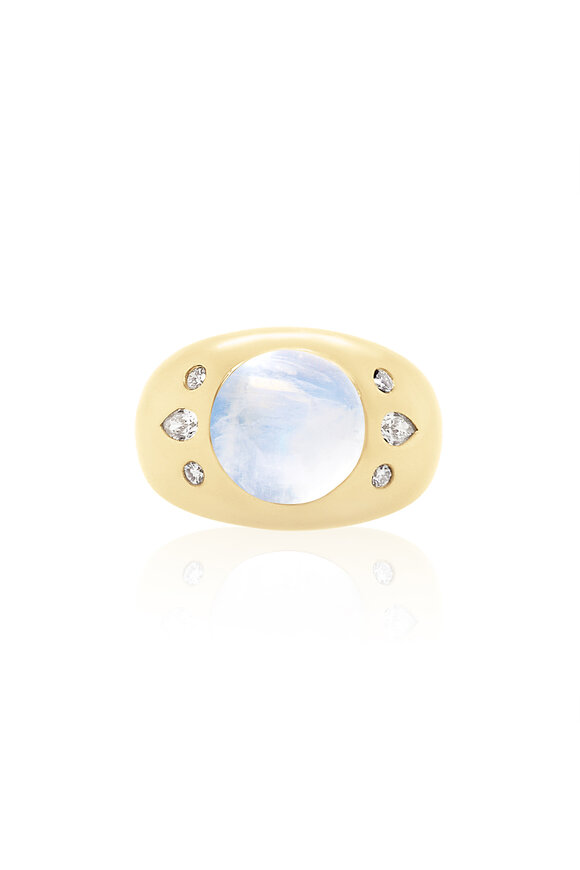 Claudia Mae - Moonstone & Diamond Chunky Nomad Ring