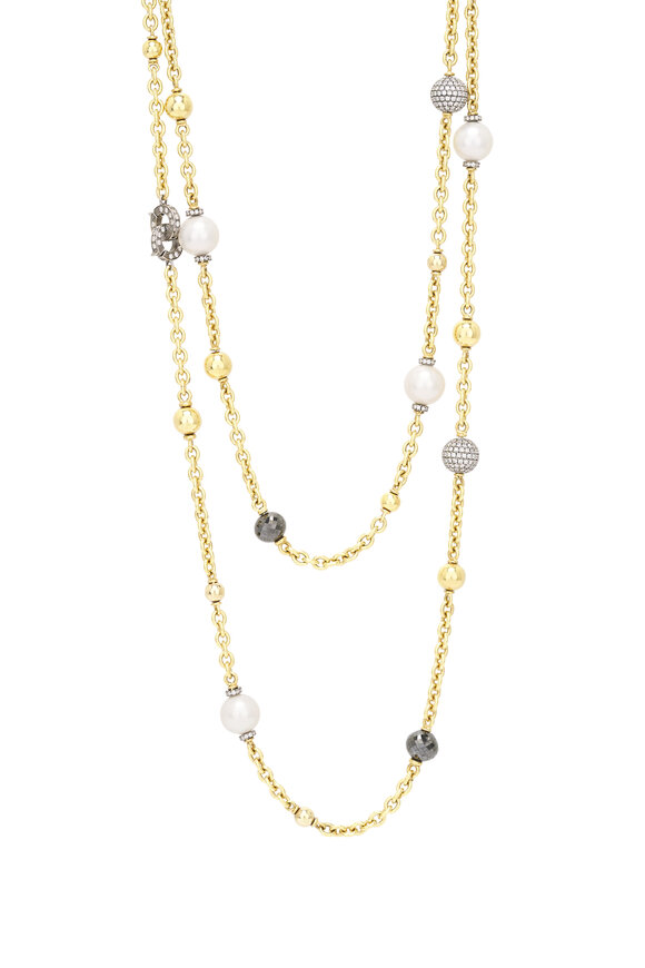 Mariani 18k Yellow Gold Pearl & Diamond Necklace