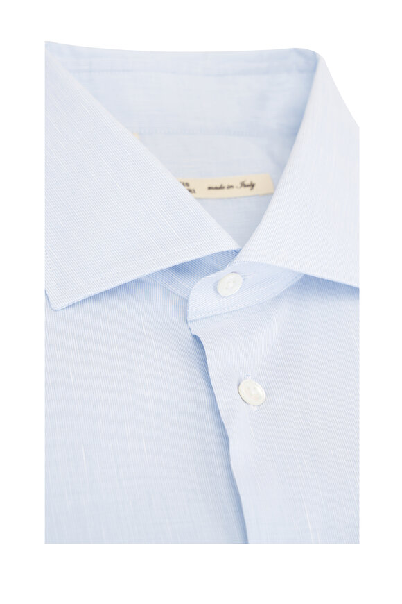 Maurizio Baldassari Light Blue Cotton & Linen Sport Shirt - view 2