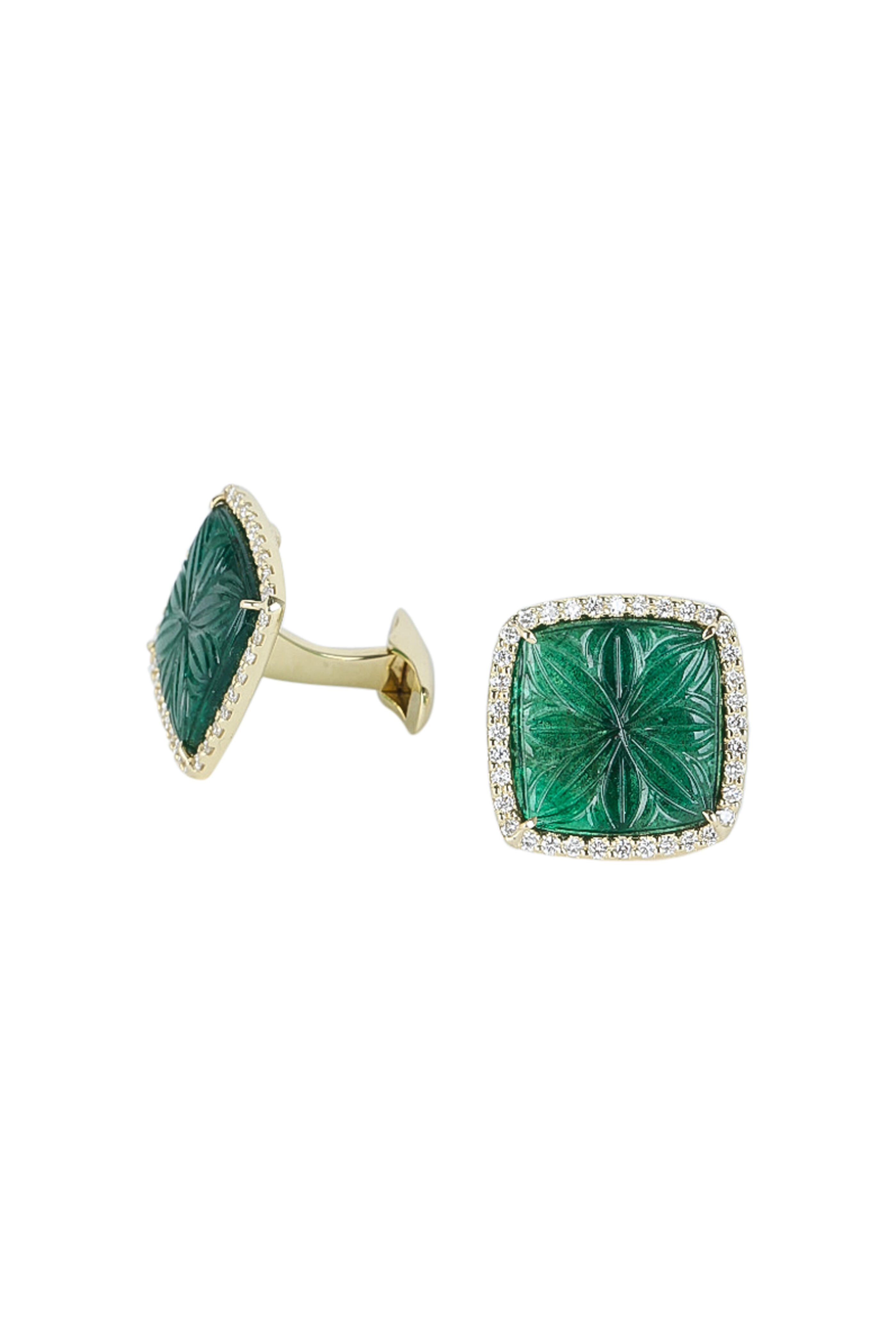 Kimberly McDonald - 18K Yellow Gold Emerald & Diamond Cuff Links
