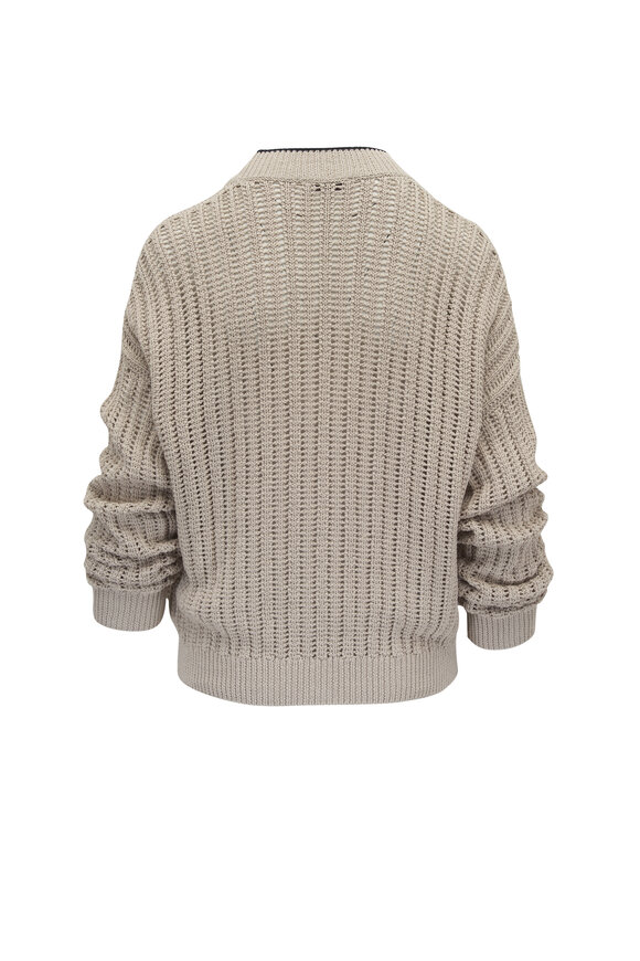 Brunello Cucinelli - Beige Cotton Open Knit Cardigan