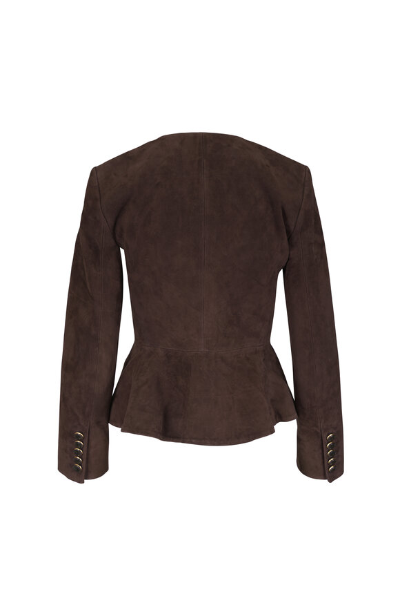 Veronica Beard Quinn Brown Suede Peplum Jacket - view 2