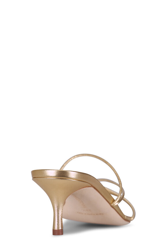 Manolo Blahnik Ninfemu Gold Skinny Strap Sandal, 50mm - view 4