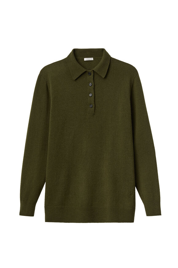 Lafayette 148 New York Forest Green Wool Oversized Polo Sweater - view 1