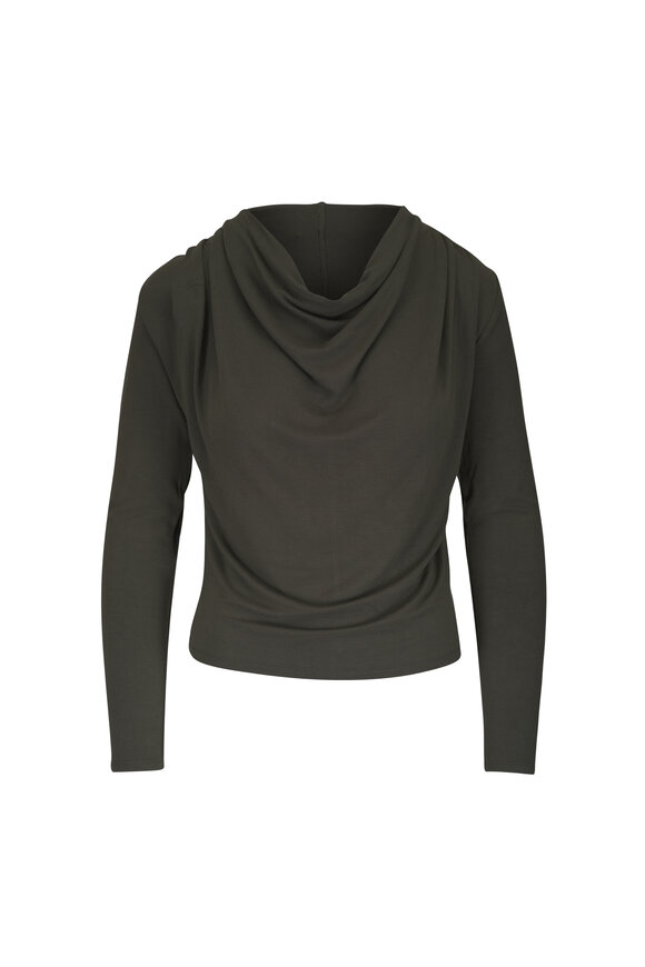 Vince Dark Moss Draped Cowl Neck Top - view 1