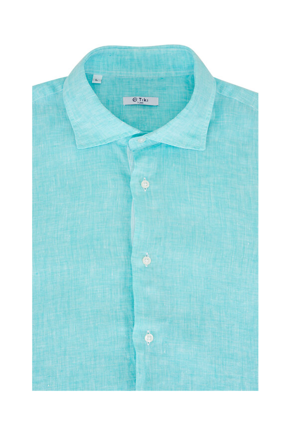 Tiki Mint Linen Sport Shirt