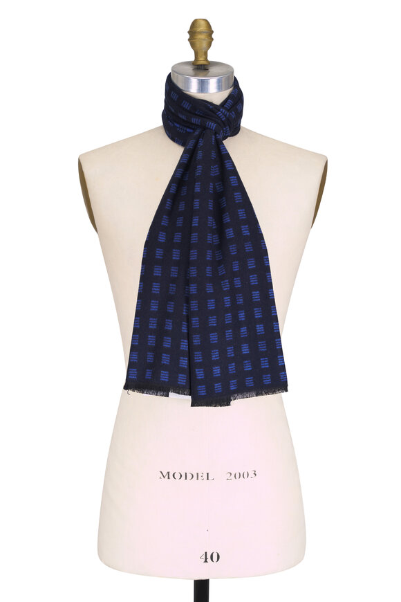 Chelsey Imports Navy Geometric Print Silk Scarf - view 1