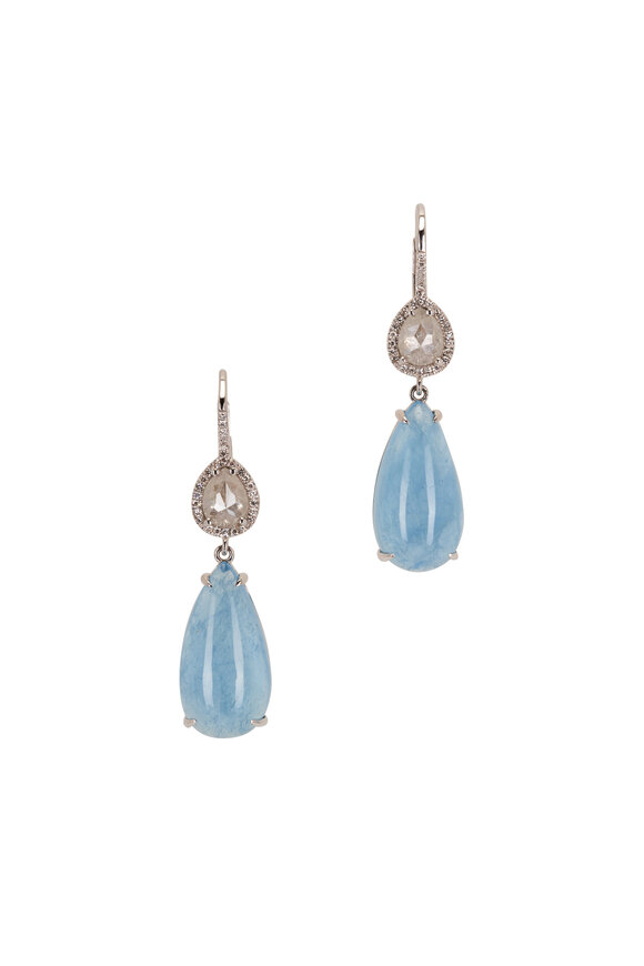 Kai Linz Rosecut Diamond & Aquamarine Drop Earrings