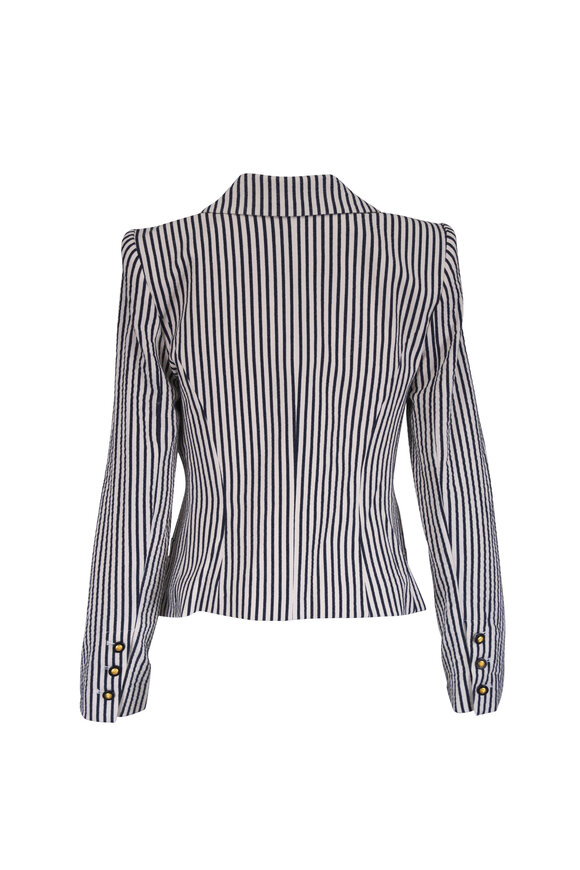 L'Agence Misa Ivory & Navy Stripe Single Breasted Blazer - view 2