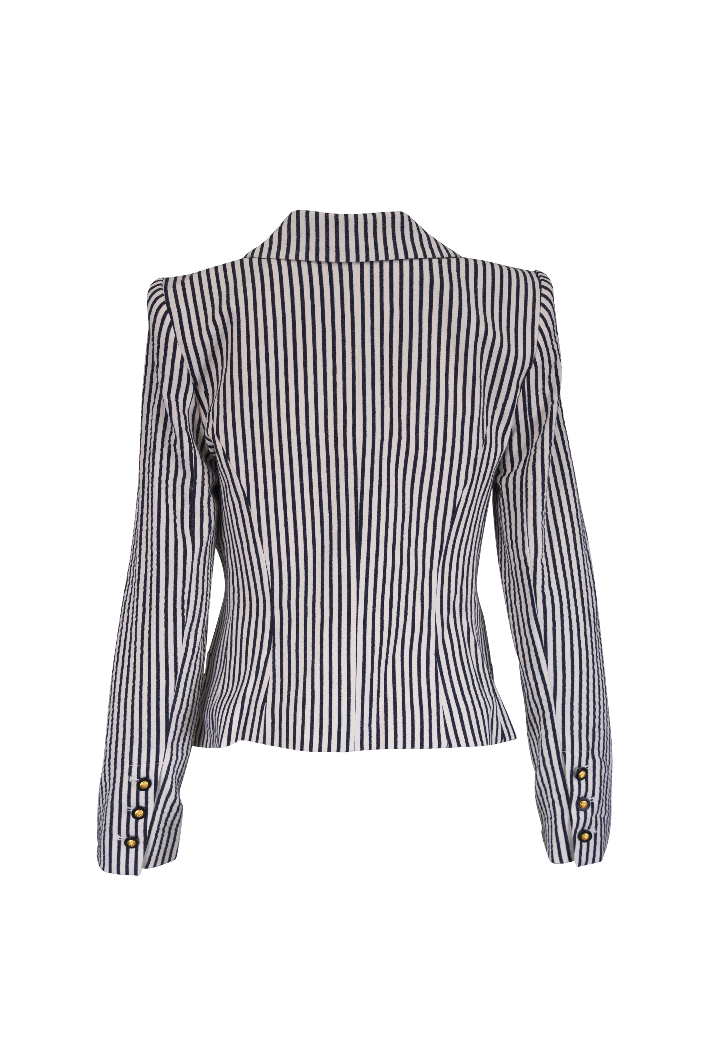 L'Agence - Misa Ivory & Navy Stripe Single Breasted Blazer - view 2