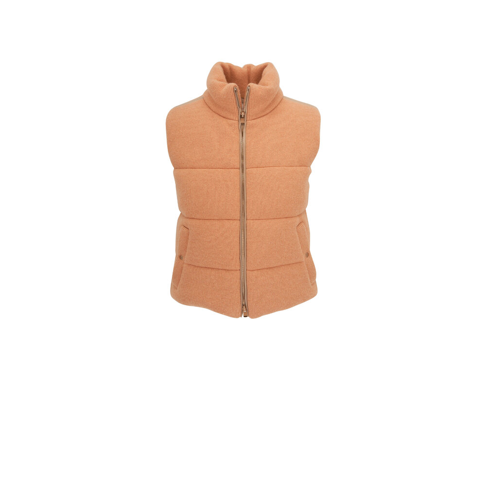 Agnona - Peach Cashmere Quilted Puffer Vest | Mitchell Stores