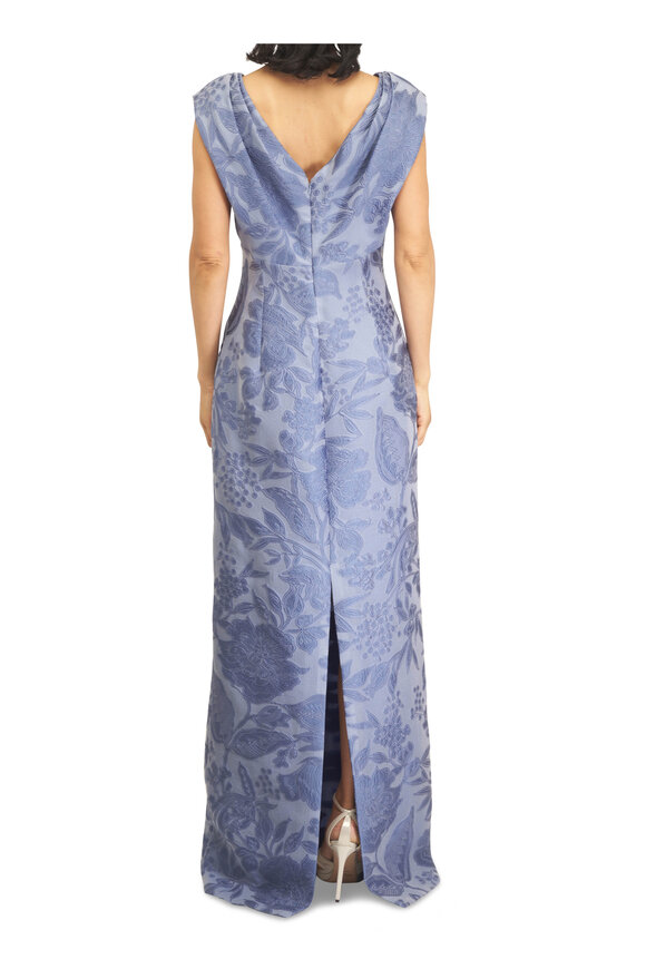 Lela Rose Floral Bluebell Multi Fil Coupé V-Neck Gown - view 4