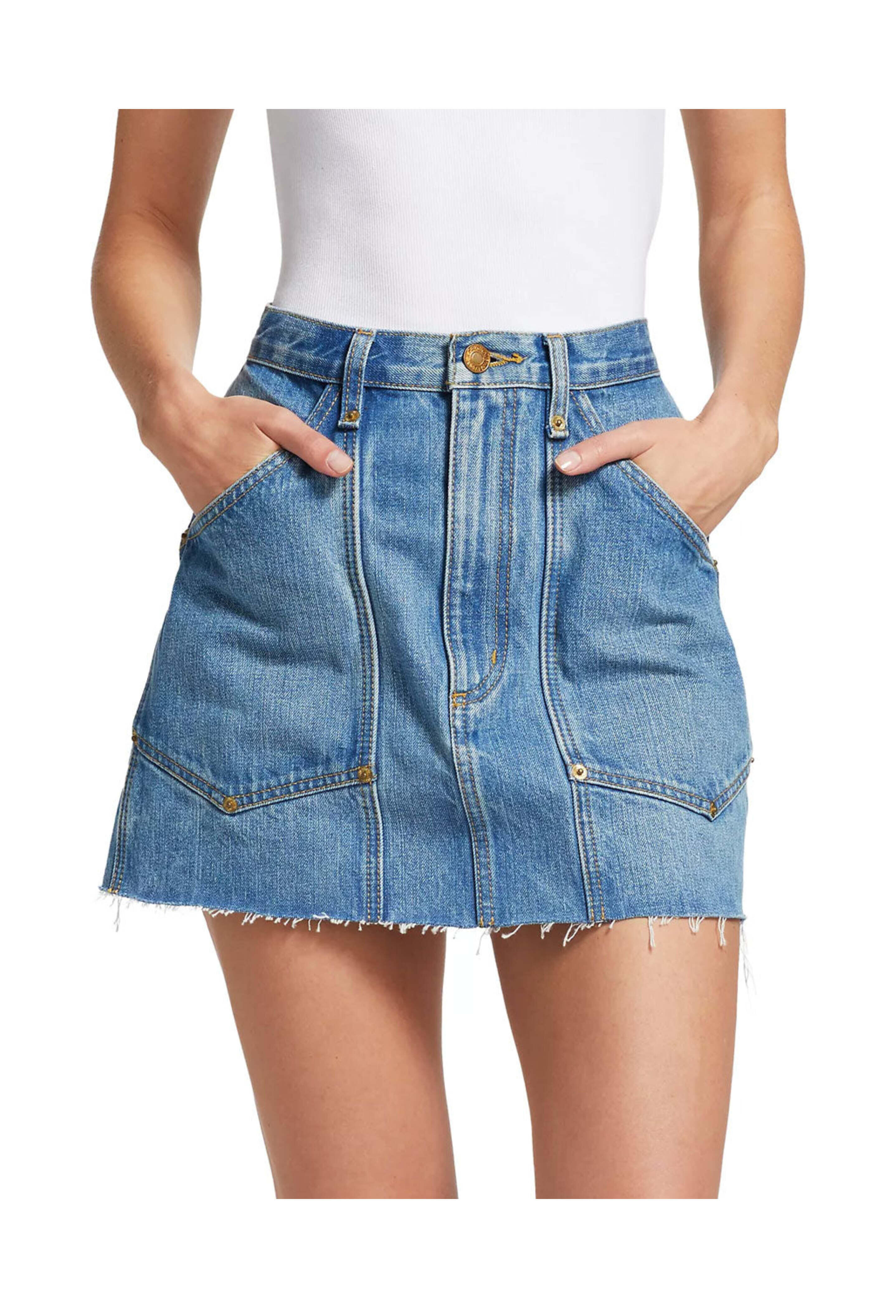 Re/Done - Workwear Skirt in Wasted Indigo