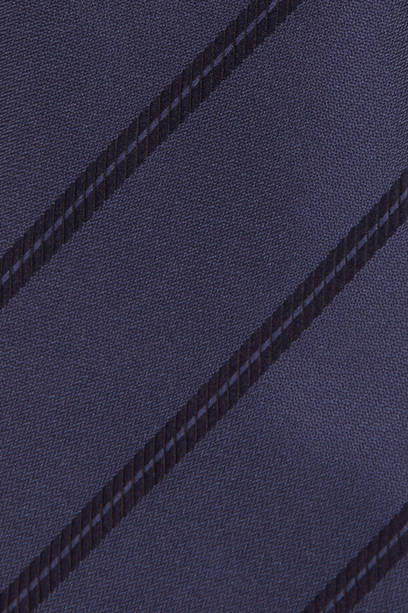 Brunello Cucinelli Navy Blue Silk Regimental Necktie - view 2