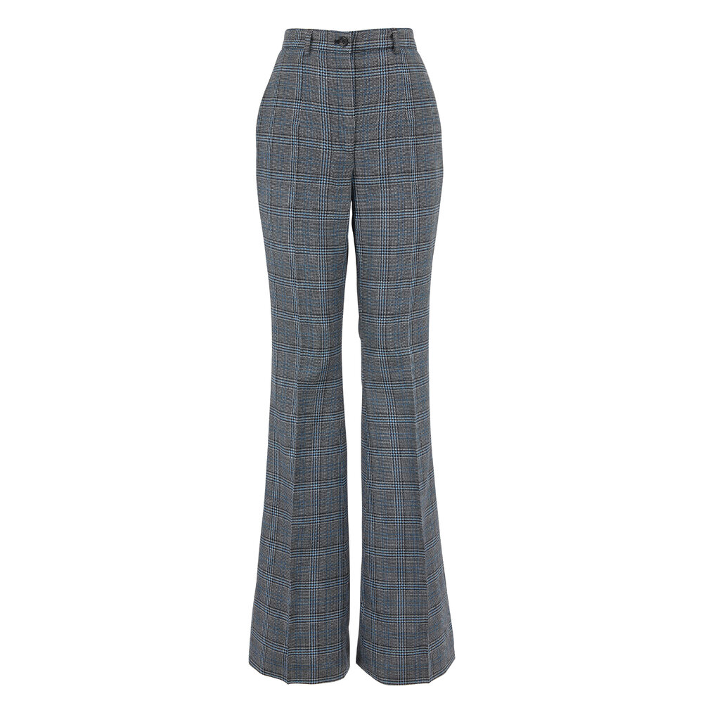 Michael Kors Collection - Cornflower Glen Plaid Wool Flared Pants