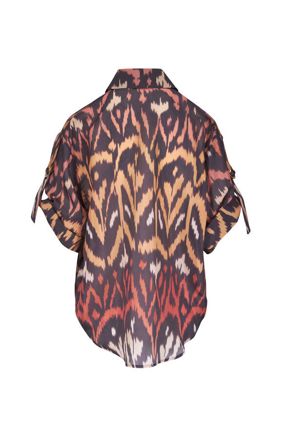 Zimmermann Aster Charcoal Ikat Relaxed Silk Shirt - view 3